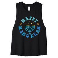 Happy Hanukkah Dinner Funny Jewish Family Women's Racerback Cropped Tank