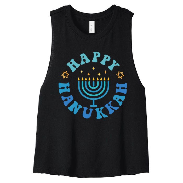 Happy Hanukkah Dinner Funny Jewish Family Women's Racerback Cropped Tank