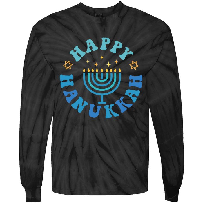 Happy Hanukkah Dinner Funny Jewish Family Tie-Dye Long Sleeve Shirt