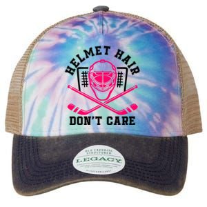 Helmet Hair DonT Care Funny Pink Hockey Mask Gift Legacy Tie Dye Trucker Hat