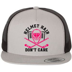 Helmet Hair DonT Care Funny Pink Hockey Mask Gift Flat Bill Trucker Hat