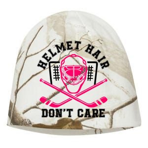 Helmet Hair DonT Care Funny Pink Hockey Mask Gift Kati - Camo Knit Beanie