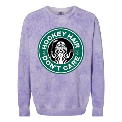 Hockey Hair Dont Care And Teen Hockey Meaningful Gift Colorblast Crewneck Sweatshirt