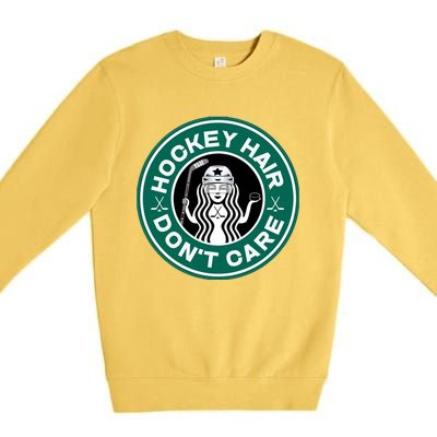 Hockey Hair Dont Care And Teen Hockey Meaningful Gift Premium Crewneck Sweatshirt