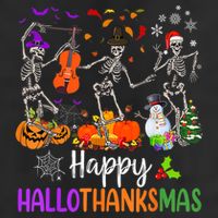Happy HalloThanksMas Dancing Skeleton Halloween Thanksgiving Cool Comfort Performance Bucket Hat