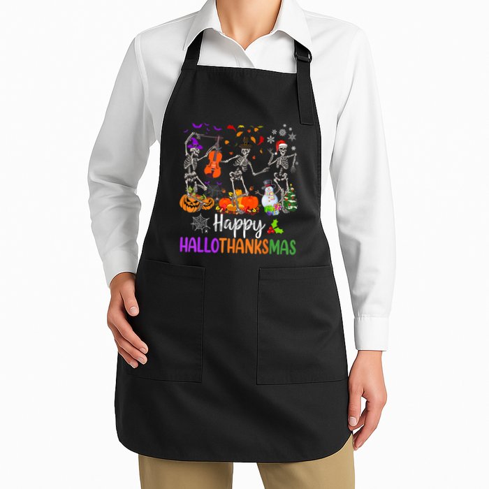 Happy HalloThanksMas Dancing Skeleton Halloween Thanksgiving Apron