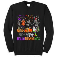 Happy HalloThanksMas Dancing Skeleton Halloween Thanksgiving Sweatshirt