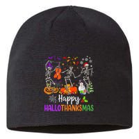 Happy HalloThanksMas Dancing Skeleton Halloween Thanksgiving Sustainable Beanie