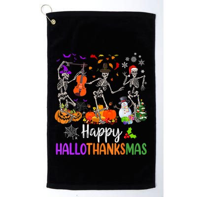 Happy HalloThanksMas Dancing Skeleton Halloween Thanksgiving Golf Towel