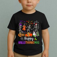 Happy HalloThanksMas Dancing Skeleton Halloween Thanksgiving Toddler T-Shirt