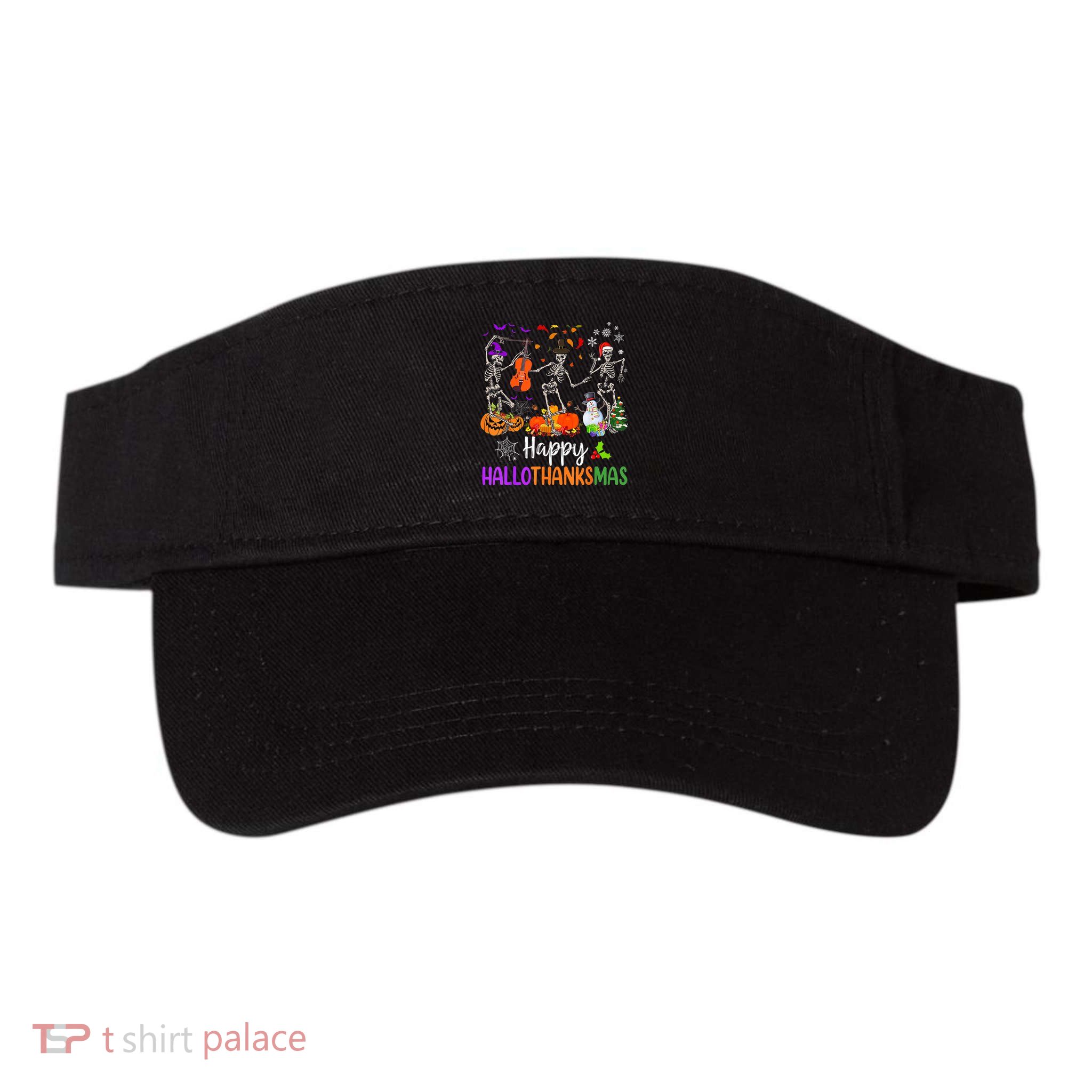 Happy HalloThanksMas Dancing Skeleton Halloween Thanksgiving Visor
