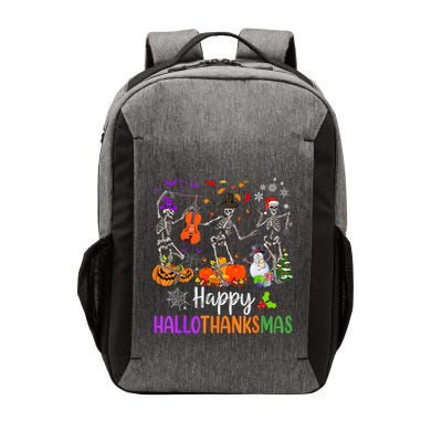 Happy HalloThanksMas Dancing Skeleton Halloween Thanksgiving Vector Backpack