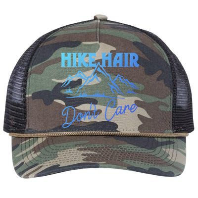 Hike Hair Dont Care Hiker Hiking Camping Nature Lover Gift Retro Rope Trucker Hat Cap