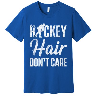 Hockey Hair Dont Care Ice Hockey Player Goalie Hockey Fan Gift Premium T-Shirt