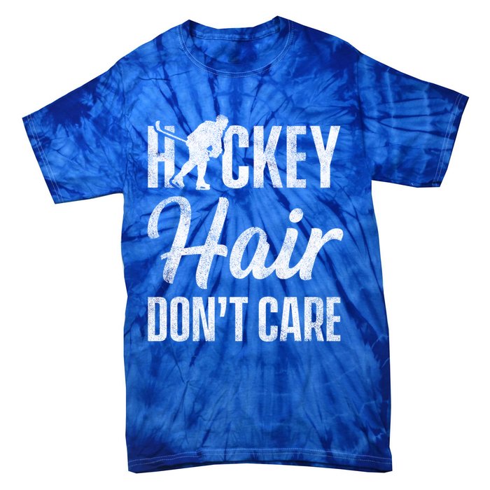 Hockey Hair Dont Care Ice Hockey Player Goalie Hockey Fan Gift Tie-Dye T-Shirt