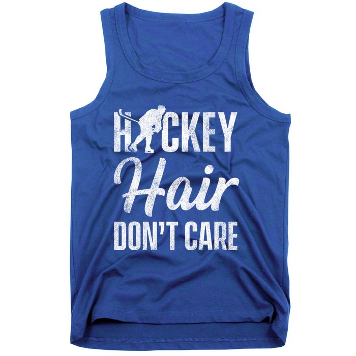 Hockey Hair Dont Care Ice Hockey Player Goalie Hockey Fan Gift Tank Top