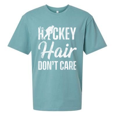 Hockey Hair Dont Care Ice Hockey Player Goalie Hockey Fan Gift Sueded Cloud Jersey T-Shirt