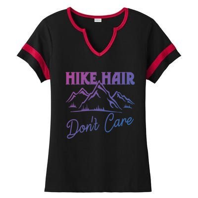 Hike Hair Dont Care Hiker Hiking Camping Nature Lover Gift Ladies Halftime Notch Neck Tee