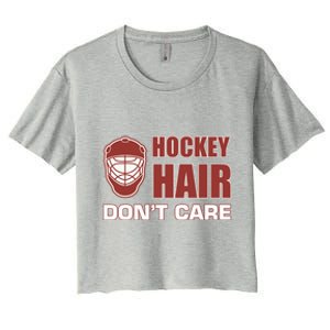 Hockey Hair DonT Care Adult Stick Goalie Rink Sports Cool Gift Women's Crop Top Tee