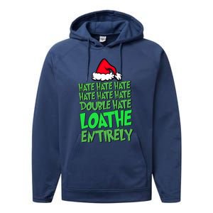 Hate Hate Double Hate Loathe Entirely Funny Christmas Santa Performance Fleece Hoodie