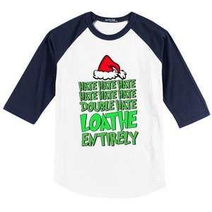 Hate Hate Double Hate Loathe Entirely Funny Christmas Santa Baseball Sleeve Shirt