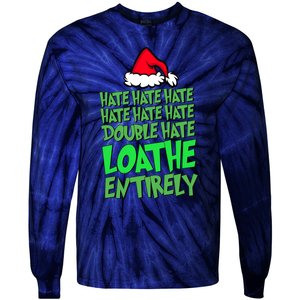 Hate Hate Double Hate Loathe Entirely Funny Christmas Santa Tie-Dye Long Sleeve Shirt