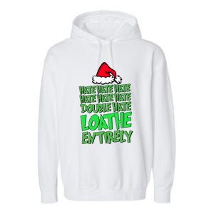 Hate Hate Double Hate Loathe Entirely Funny Christmas Santa Garment-Dyed Fleece Hoodie