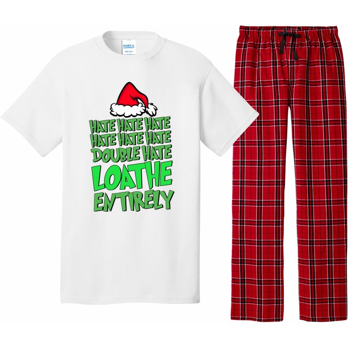 Hate Hate Double Hate Loathe Entirely Funny Christmas Santa Pajama Set