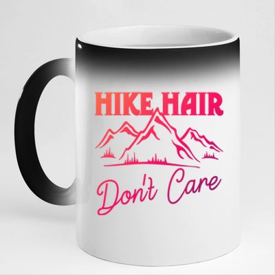 Hike Hair Dont Care Hiker Hiking Camping Nature Lover Gift 11oz Black Color Changing Mug