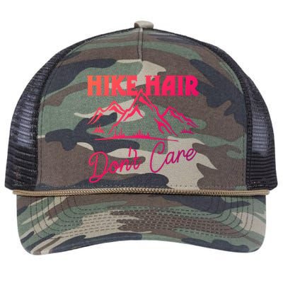 Hike Hair Dont Care Hiker Hiking Camping Nature Lover Gift Retro Rope Trucker Hat Cap