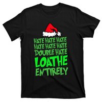 Hate Hate double hate loathe entirely funny Christmas Santa T-Shirt