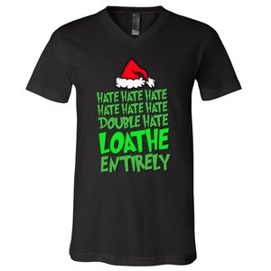 Hate Hate double hate loathe entirely funny Christmas Santa V-Neck T-Shirt