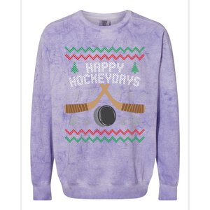 Happy Hockey Days Ugly Christmas Sweater Gift Gift Colorblast Crewneck Sweatshirt