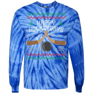 Happy Hockey Days Ugly Christmas Sweater Gift Gift Tie-Dye Long Sleeve Shirt