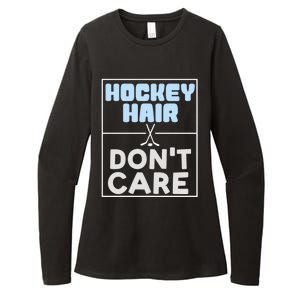 Hockey Hair Dont Care Ice Skating Puck Gift Womens CVC Long Sleeve Shirt