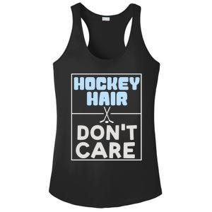 Hockey Hair Dont Care Ice Skating Puck Gift Ladies PosiCharge Competitor Racerback Tank