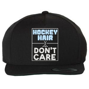 Hockey Hair Dont Care Ice Skating Puck Gift Wool Snapback Cap