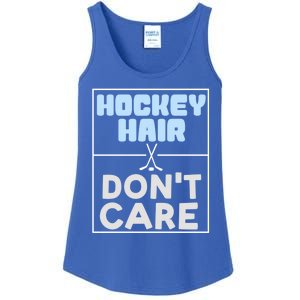 Hockey Hair Dont Care Ice Skating Puck Gift Ladies Essential Tank