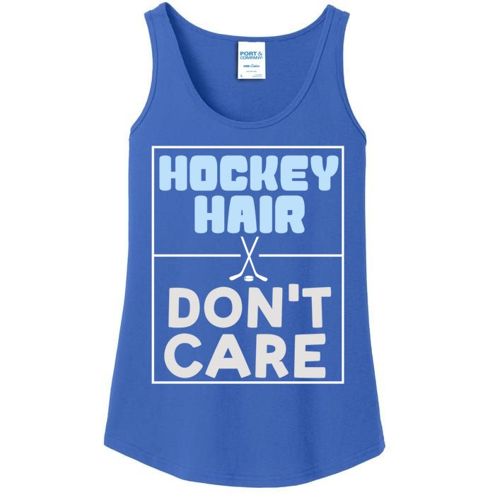 Hockey Hair Dont Care Ice Skating Puck Gift Ladies Essential Tank