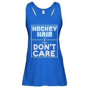 Hockey Hair Dont Care Ice Skating Puck Gift Ladies Essential Flowy Tank