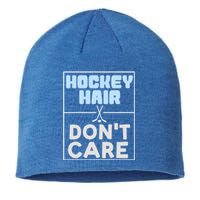 Hockey Hair Dont Care Ice Skating Puck Gift Sustainable Beanie