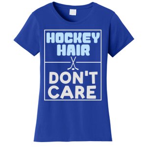 Hockey Hair Dont Care Ice Skating Puck Gift Women's T-Shirt