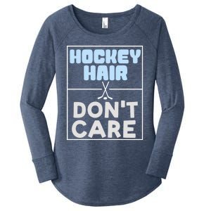 Hockey Hair Dont Care Ice Skating Puck Gift Women's Perfect Tri Tunic Long Sleeve Shirt