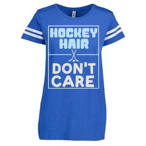 Hockey Hair Dont Care Ice Skating Puck Gift Enza Ladies Jersey Football T-Shirt