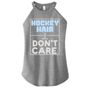 Hockey Hair Dont Care Ice Skating Puck Gift Women's Perfect Tri Rocker Tank