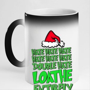 Hate Hate Double Hate Loathe Entirely Funny Christmas Santa 11oz Black Color Changing Mug