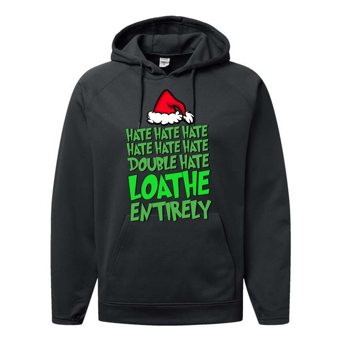 Hate Hate Double Hate Loathe Entirely Funny Christmas Santa Performance Fleece Hoodie