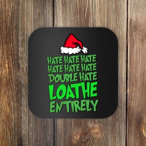 Hate Hate Double Hate Loathe Entirely Funny Christmas Santa Coaster