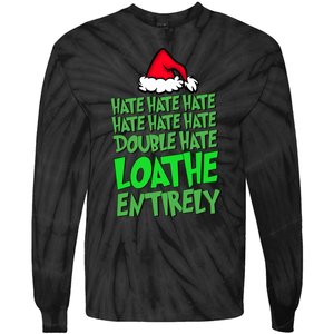 Hate Hate Double Hate Loathe Entirely Funny Christmas Santa Tie-Dye Long Sleeve Shirt