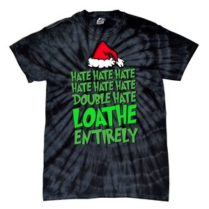 Hate Hate Double Hate Loathe Entirely Funny Christmas Santa Tie-Dye T-Shirt